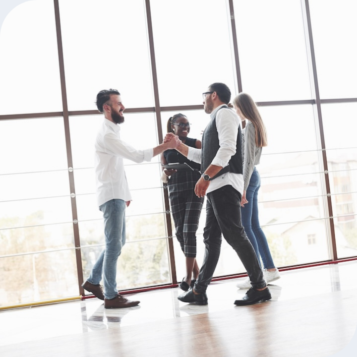 friendly four coworkers